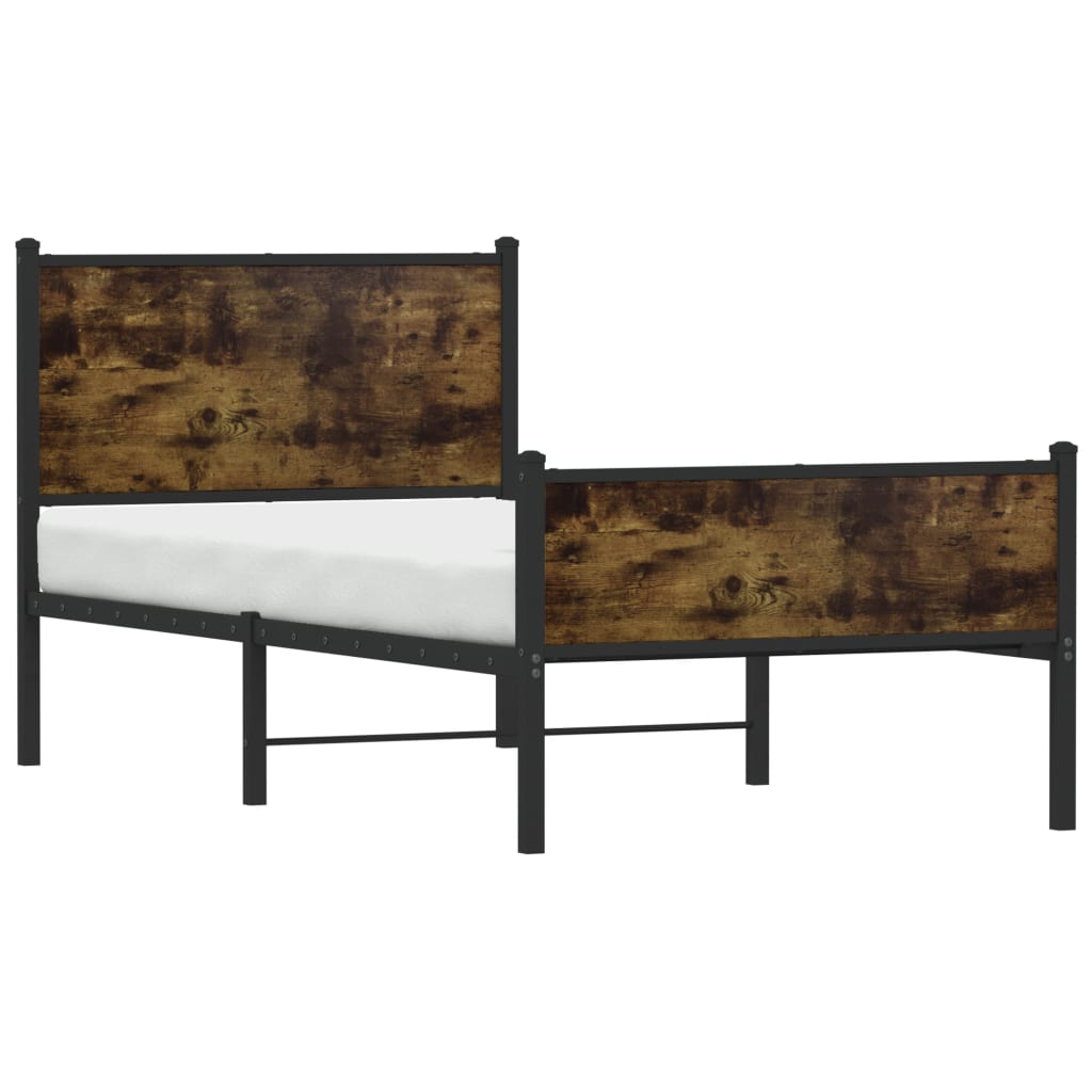 Cadre de lit en métal sans matelas chêne fumé 90x190 cm - XIOS