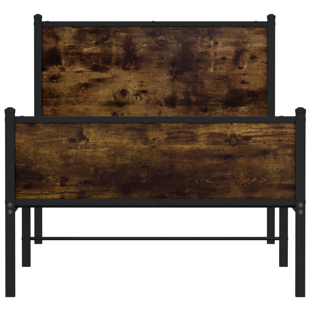Cadre de lit en métal sans matelas chêne fumé 90x200 cm - XIOS