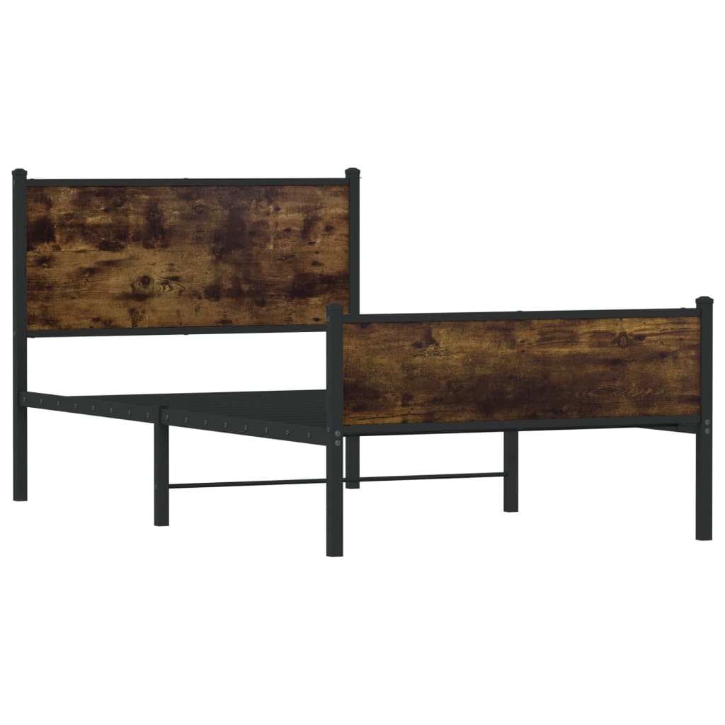 Cadre de lit en métal sans matelas chêne fumé 100x200 cm - XIOS