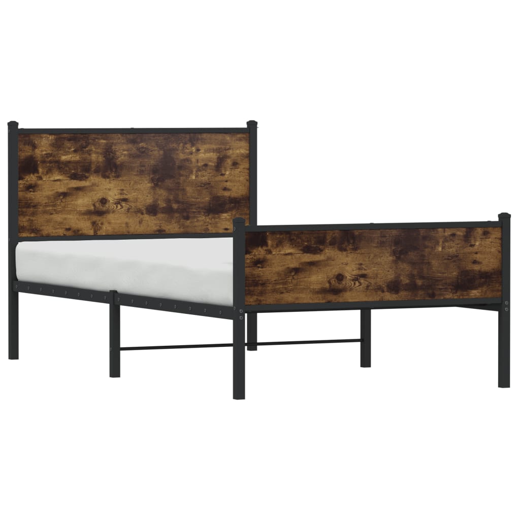 Cadre de lit en métal sans matelas chêne fumé 100x200 cm - XIOS