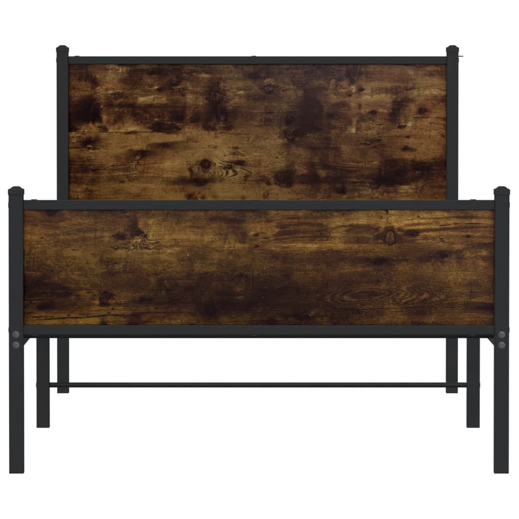 Cadre de lit en métal sans matelas chêne fumé 100x200 cm - XIOS