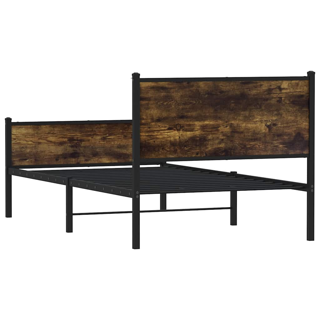 Cadre de lit en métal sans matelas chêne fumé 107x203 cm - XIOS