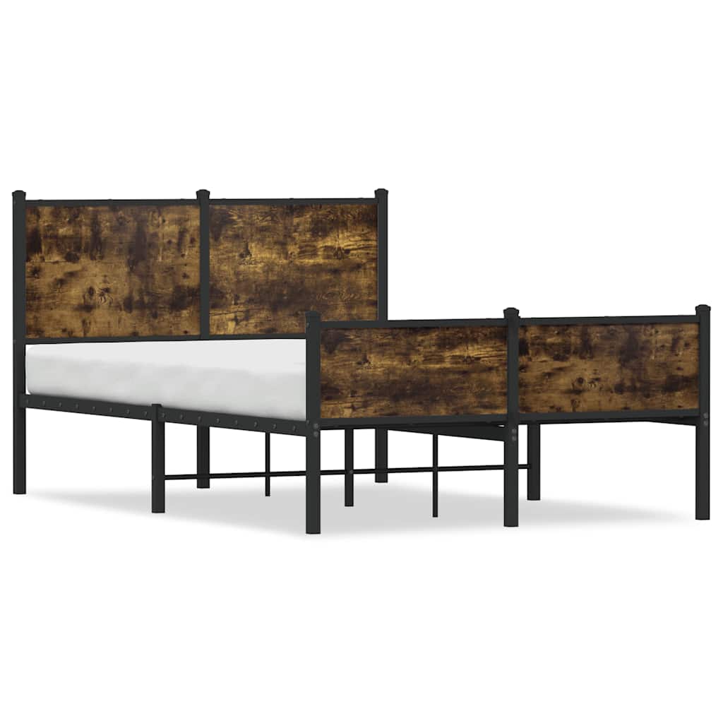 Cadre de lit en métal sans matelas chêne fumé 120x190 cm - XIOS
