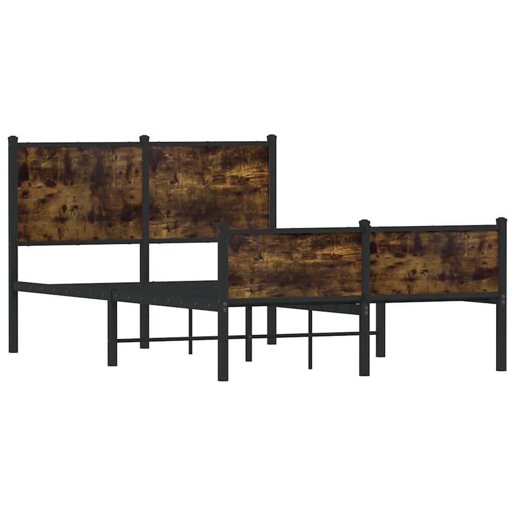 Cadre de lit en métal sans matelas chêne fumé 120x190 cm - XIOS