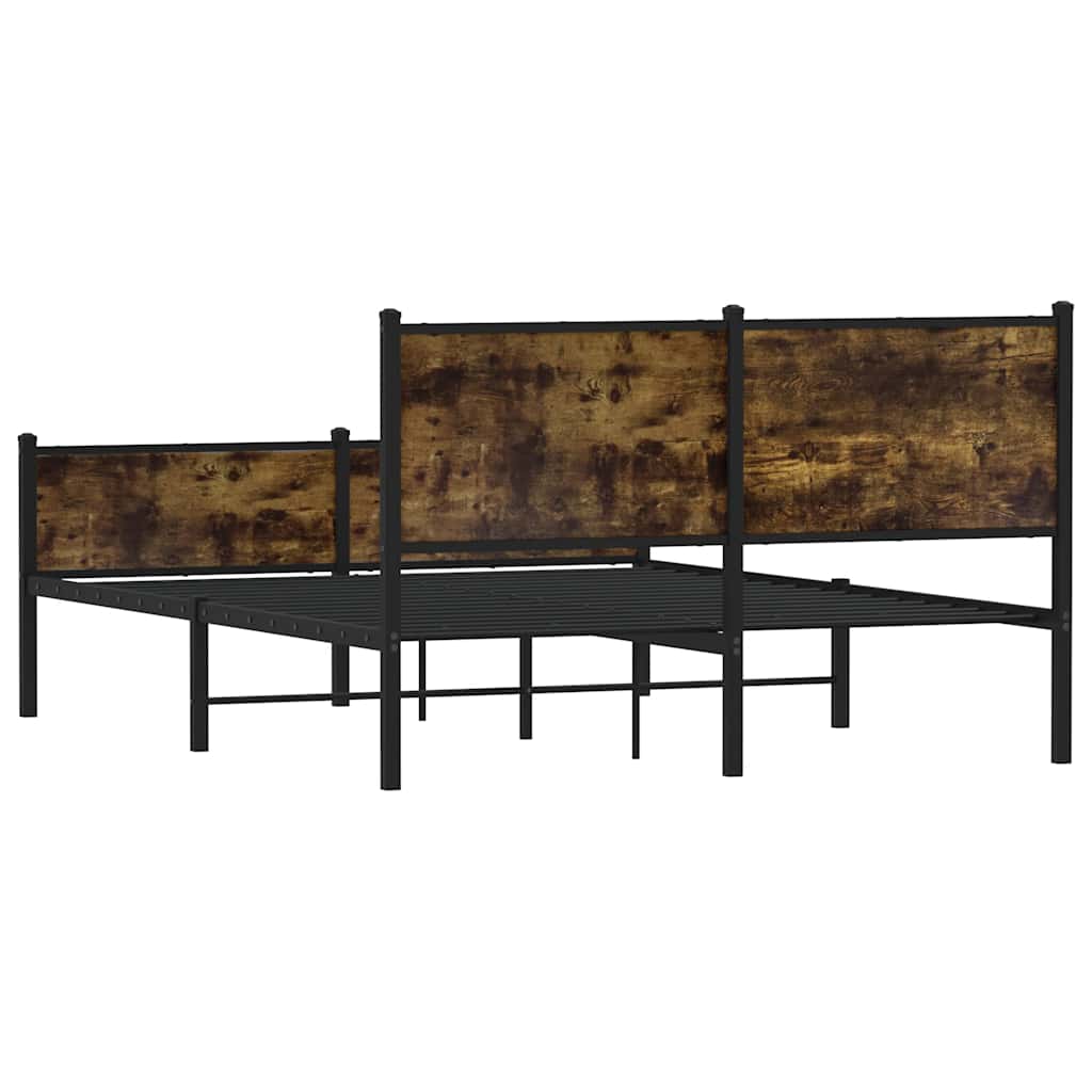 Cadre de lit en métal sans matelas chêne fumé 137x190 cm - XIOS