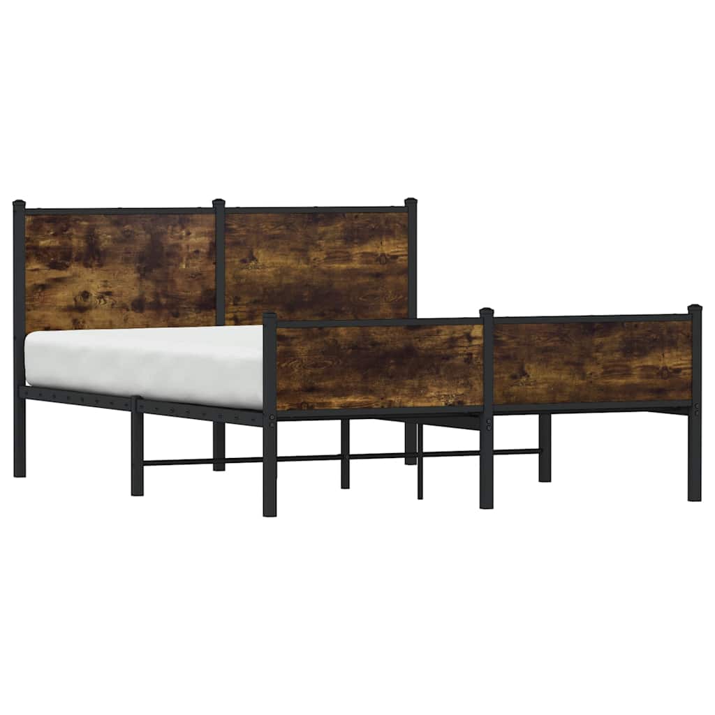 Cadre de lit en métal sans matelas chêne fumé 140x190 cm - XIOS