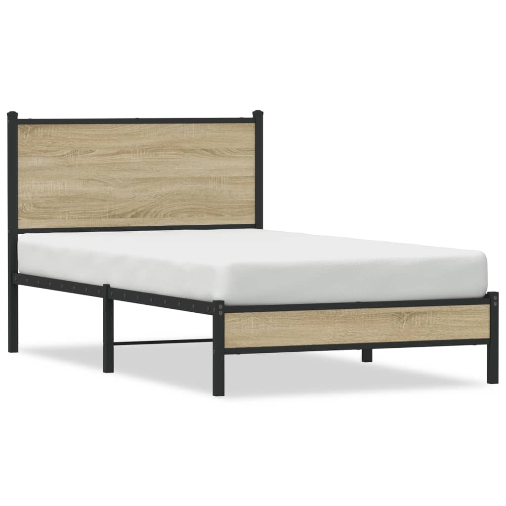 Cadre de lit en métal sans matelas chêne sonoma 100x190 cm - XIOS