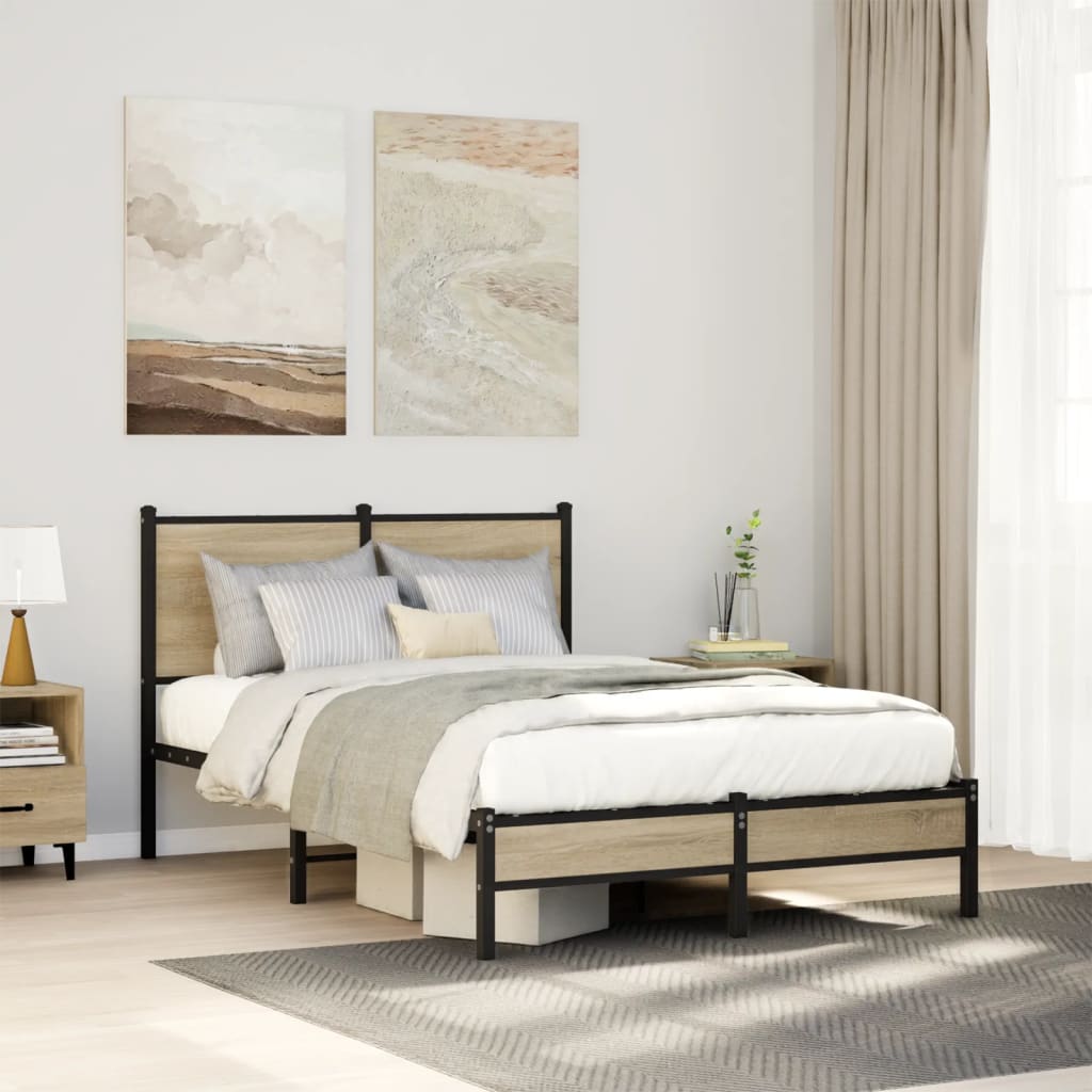 Cadre de lit en métal sans matelas chêne sonoma 120x190 cm - XIOS