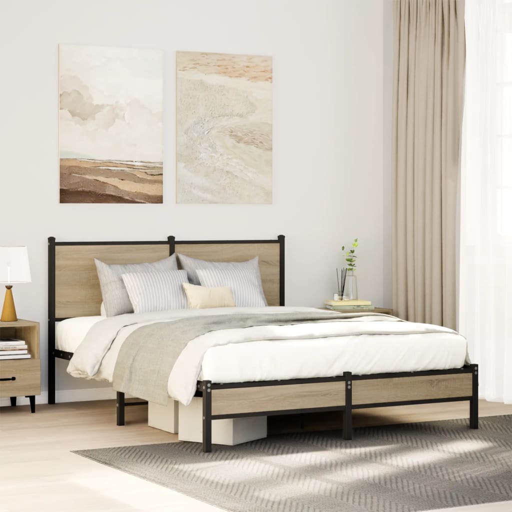 Cadre de lit en métal sans matelas chêne sonoma 140x200 cm - XIOS