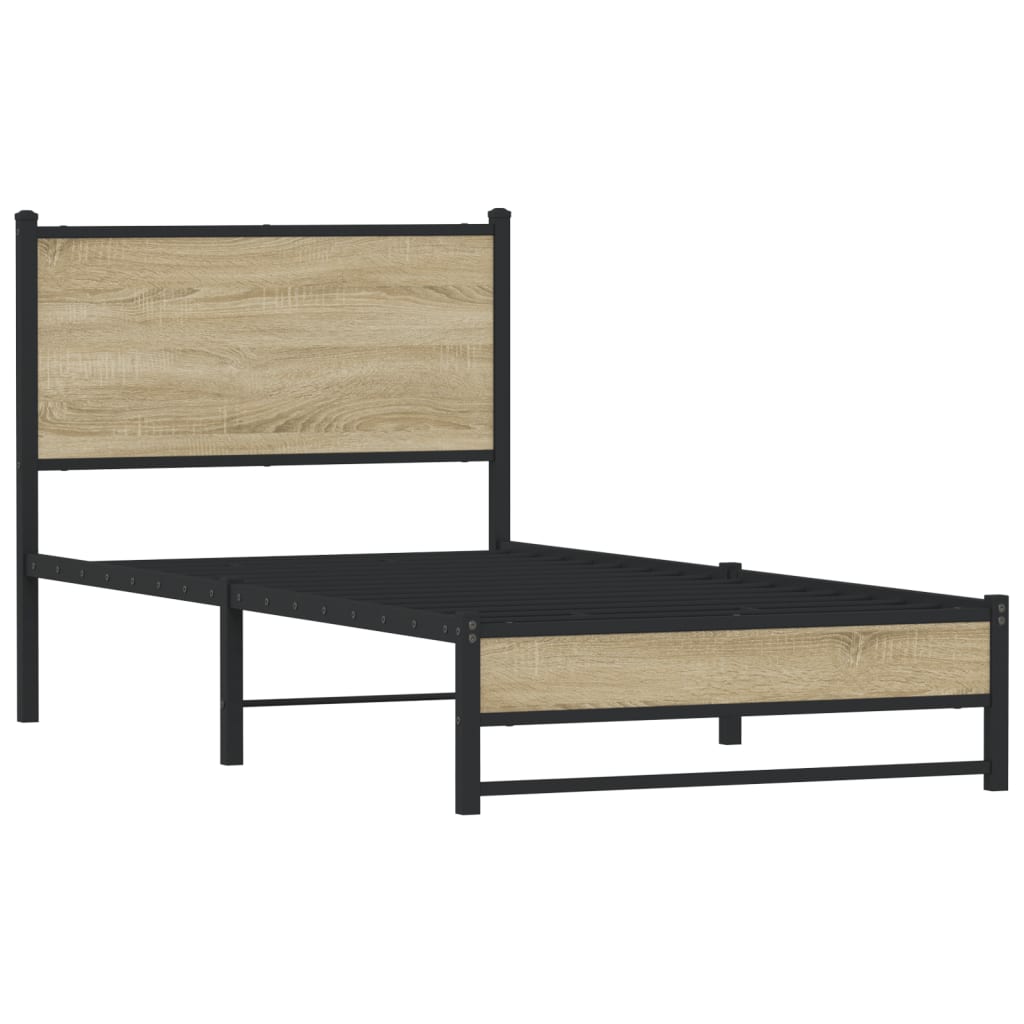 Cadre de lit en métal sans matelas chêne sonoma 75x190 cm - XIOS