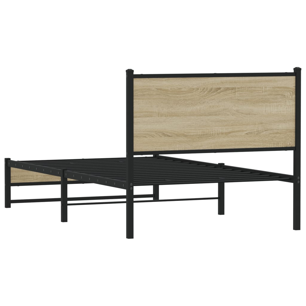 Cadre de lit en métal sans matelas chêne sonoma 100x190 cm - XIOS