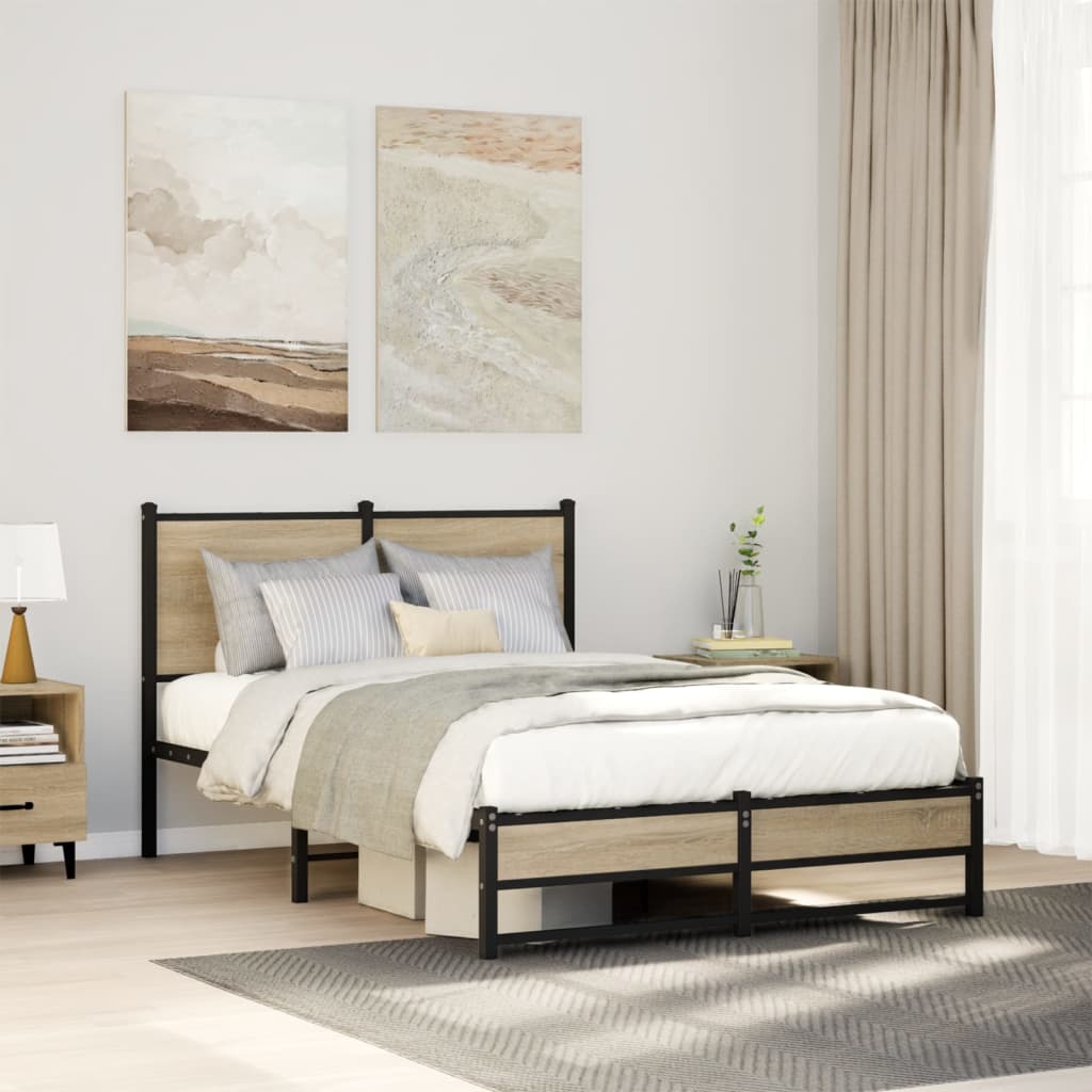 Cadre de lit en métal sans matelas chêne sonoma 120x190 cm - XIOS