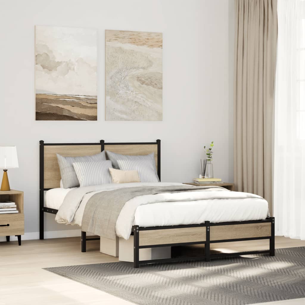Cadre de lit en métal sans matelas chêne sonoma 120x200 cm - XIOS