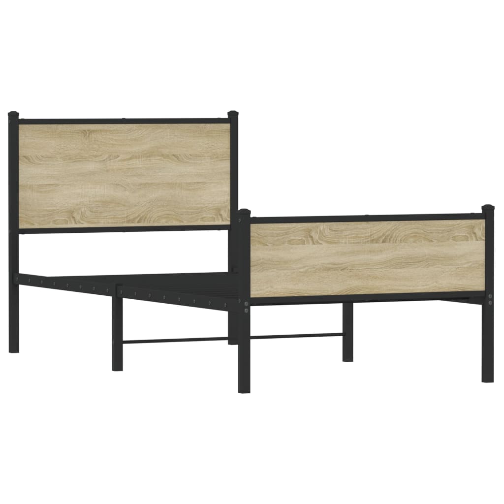Cadre de lit en métal sans matelas chêne sonoma 75x190 cm - XIOS