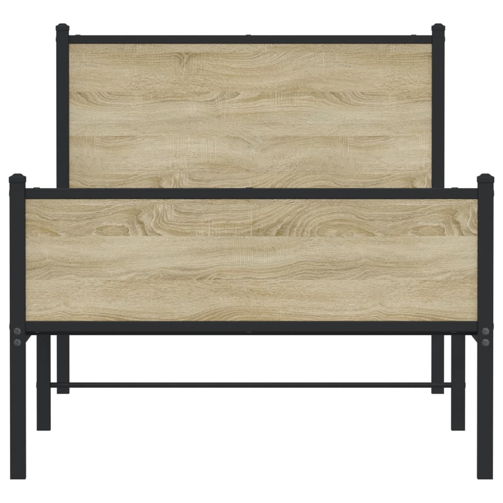 Cadre de lit en métal sans matelas chêne sonoma 75x190 cm - XIOS