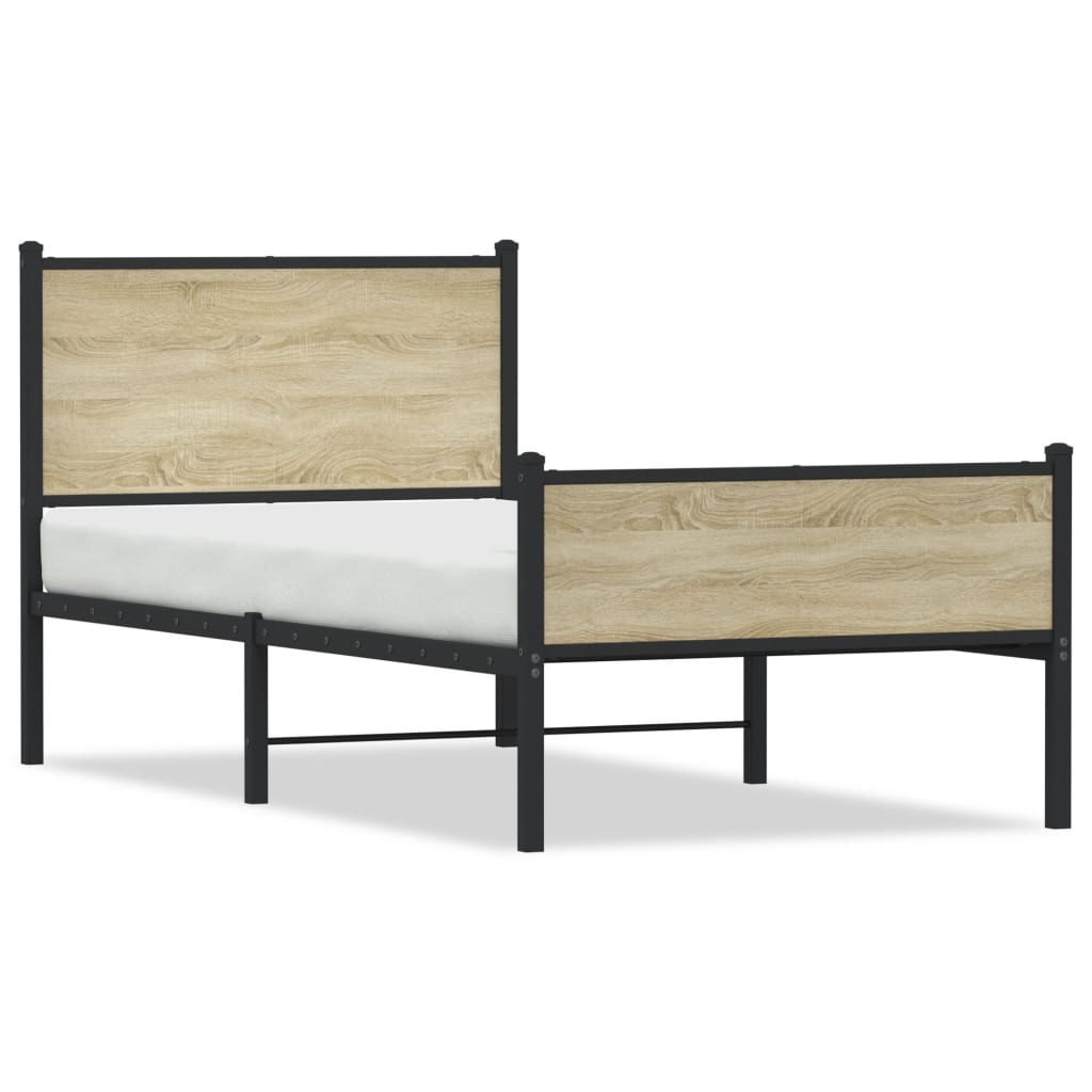 Cadre de lit en métal sans matelas chêne sonoma 100x190 cm - XIOS
