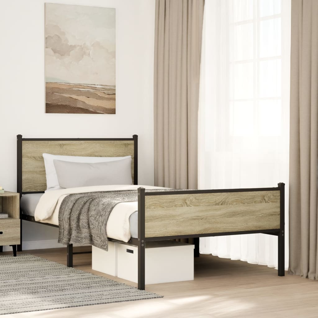 Cadre de lit en métal sans matelas chêne sonoma 100x190 cm - XIOS