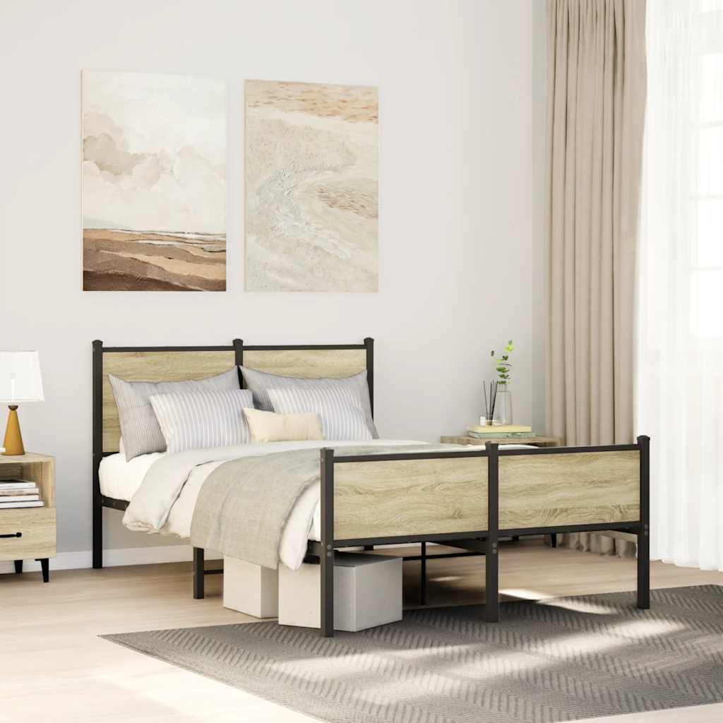 Cadre de lit en métal sans matelas chêne sonoma 120x190 cm - XIOS