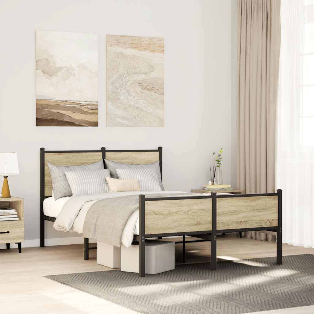 Cadre de lit en métal sans matelas chêne sonoma 120x200 cm - XIOS