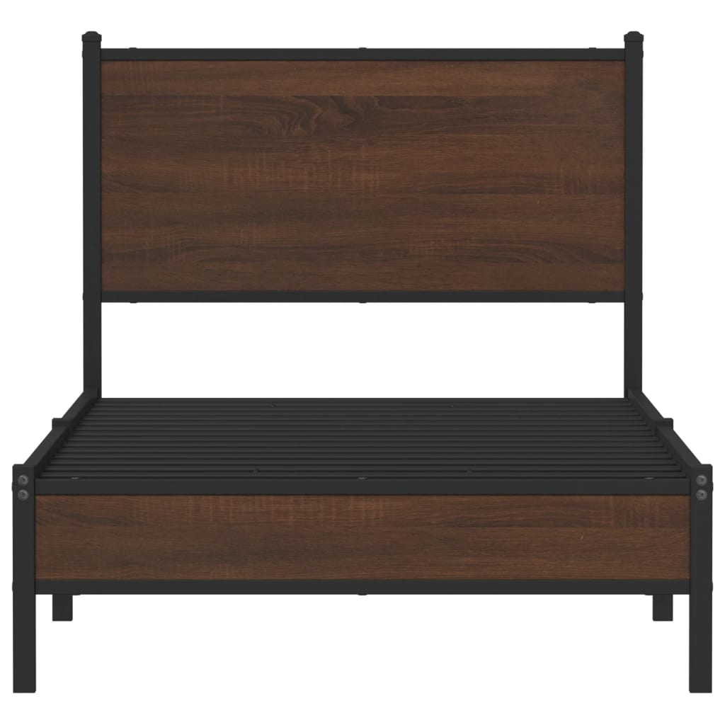 Cadre de lit en métal sans matelas chêne marron 75x190 cm - XIOS