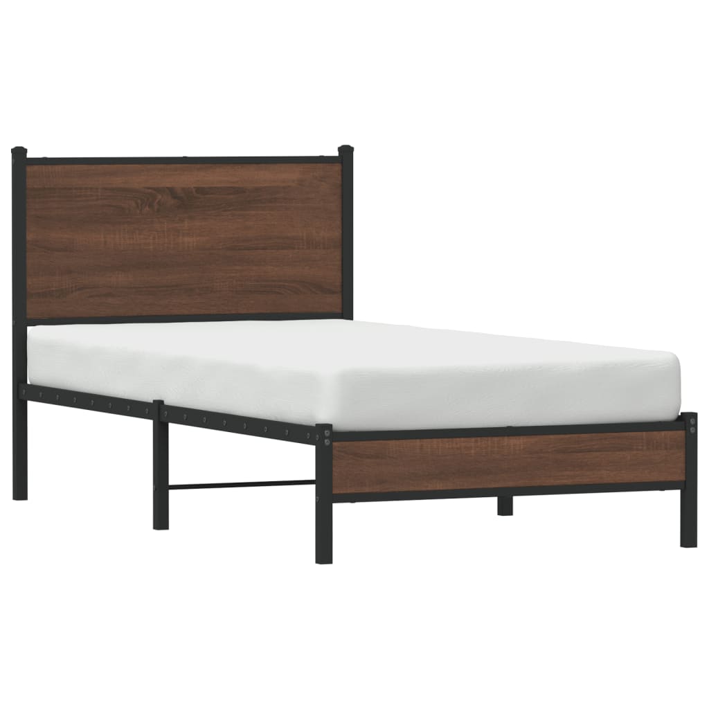 Cadre de lit en métal sans matelas chêne marron 80x200 cm - XIOS