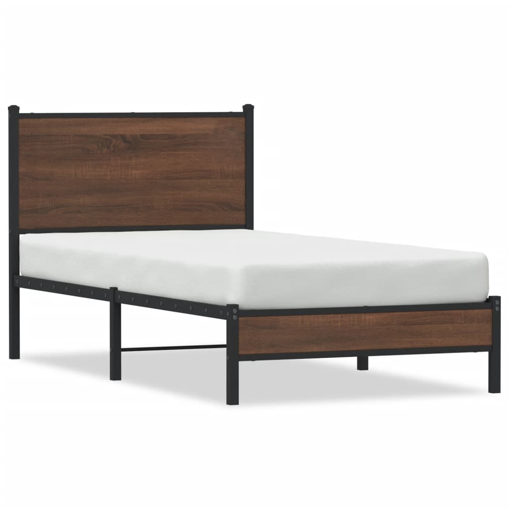 Cadre de lit en métal sans matelas chêne marron 90x190 cm - XIOS