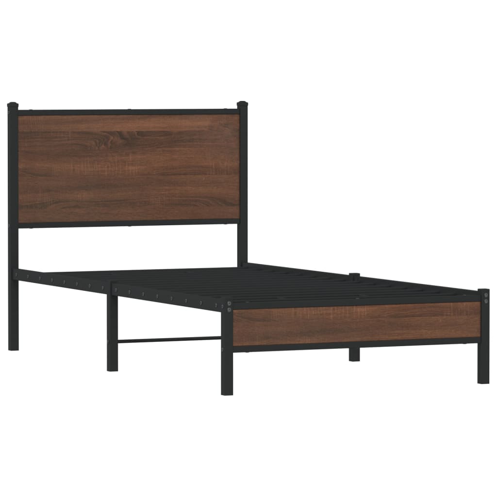 Cadre de lit en métal sans matelas chêne marron 90x190 cm - XIOS