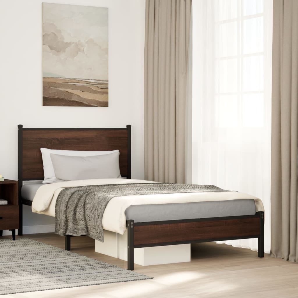 Cadre de lit en métal sans matelas chêne marron 100x200 cm - XIOS