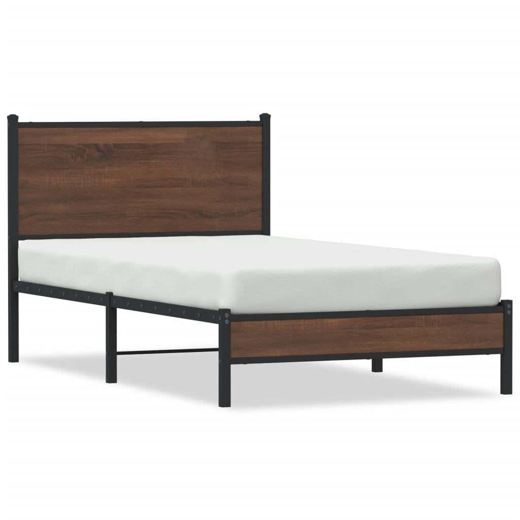 Cadre de lit en métal sans matelas chêne marron 107x203 cm - XIOS