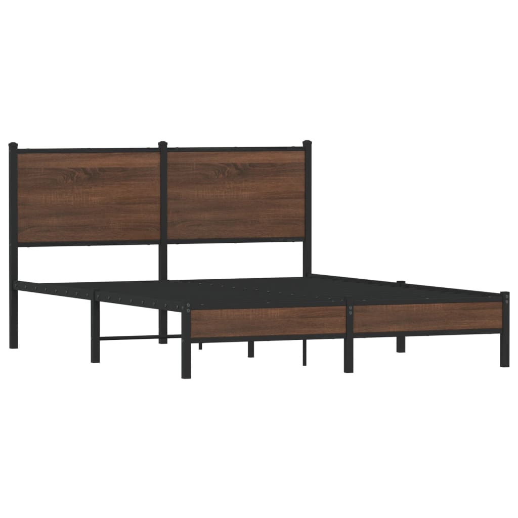 Cadre de lit en métal sans matelas chêne marron 150x200 cm - XIOS