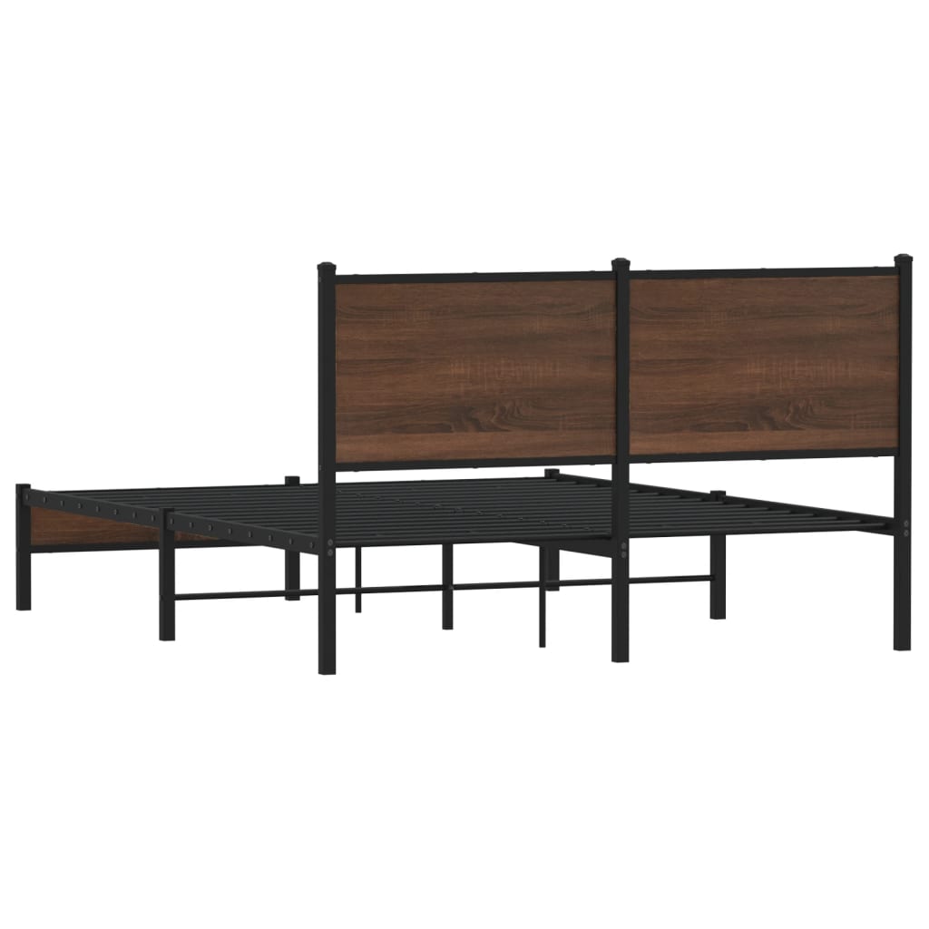 Cadre de lit en métal sans matelas chêne marron 150x200 cm - XIOS
