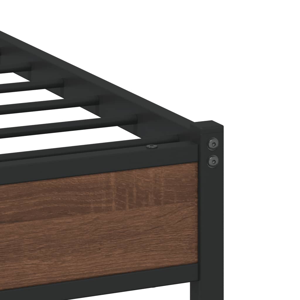 Cadre de lit en métal sans matelas chêne marron 150x200 cm - XIOS