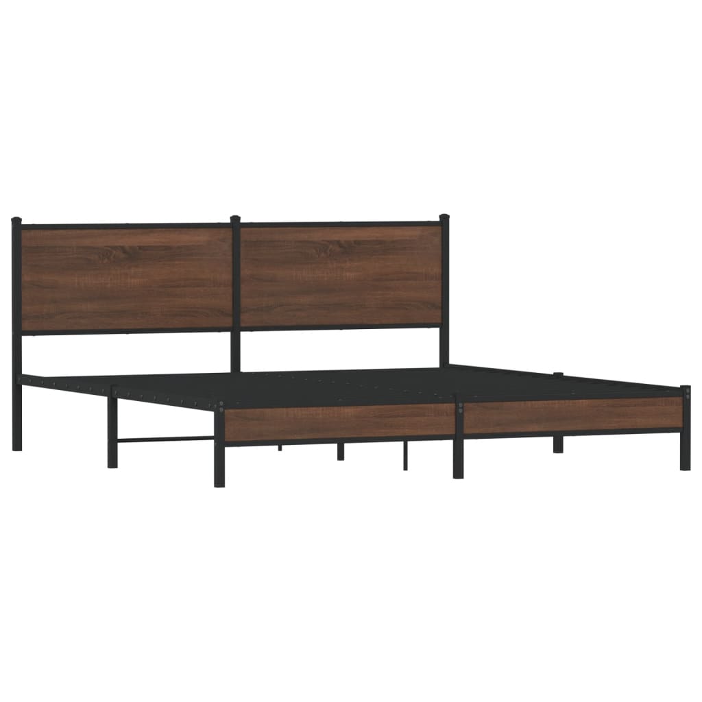 Cadre de lit en métal sans matelas chêne marron 160x200 cm - XIOS