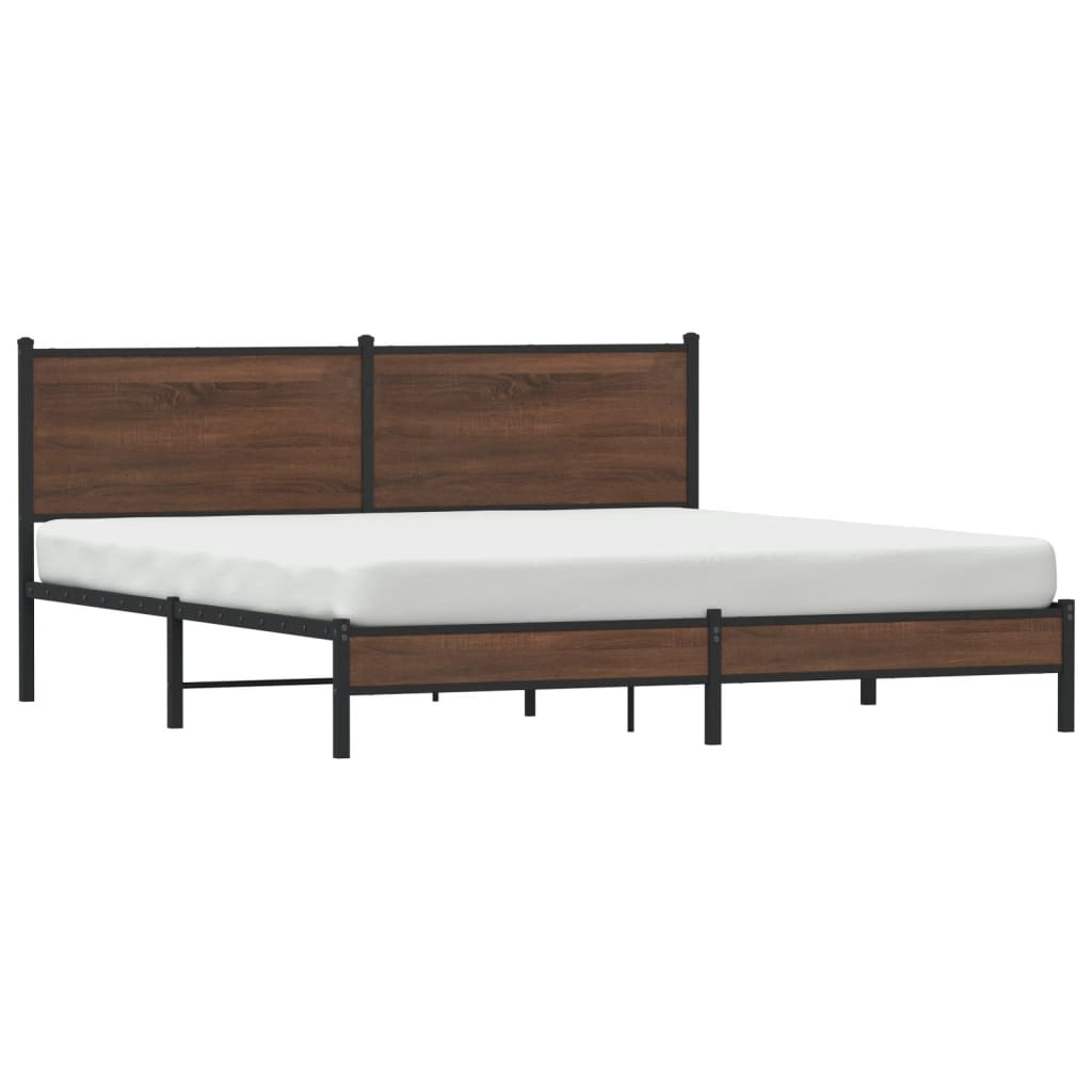 Cadre de lit en métal sans matelas chêne marron 160x200 cm - XIOS