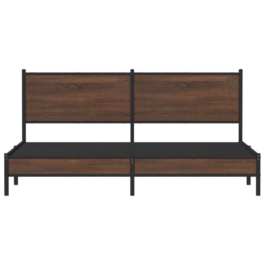 Cadre de lit en métal sans matelas chêne marron 160x200 cm - XIOS