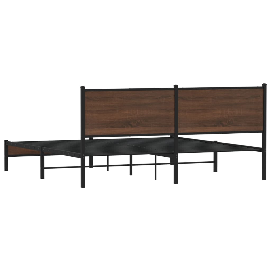 Cadre de lit en métal sans matelas chêne marron 160x200 cm - XIOS