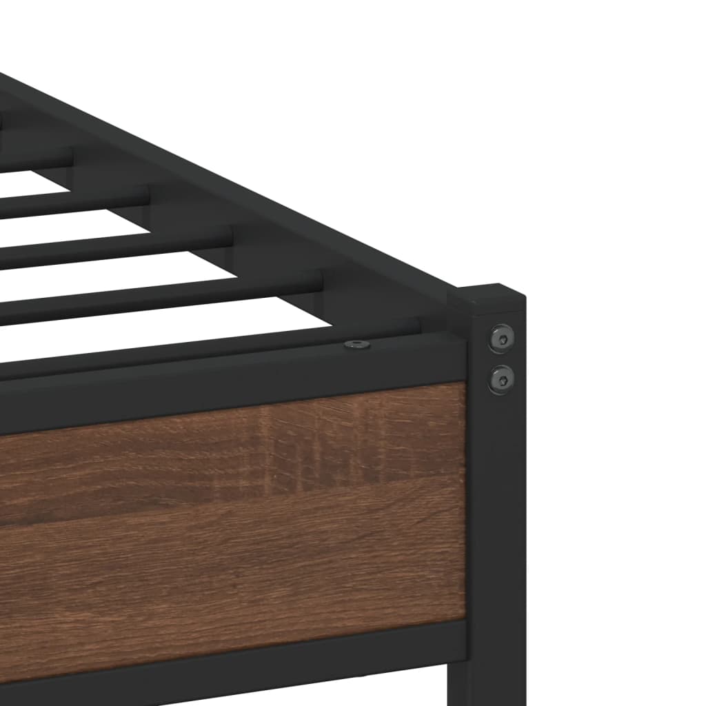 Cadre de lit en métal sans matelas chêne marron 160x200 cm - XIOS