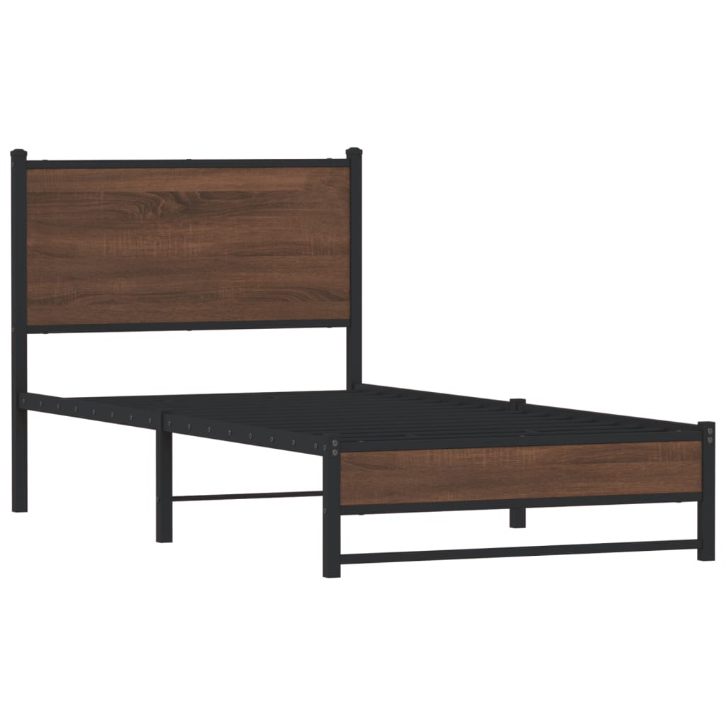 Cadre de lit en métal sans matelas chêne marron 75x190 cm - XIOS