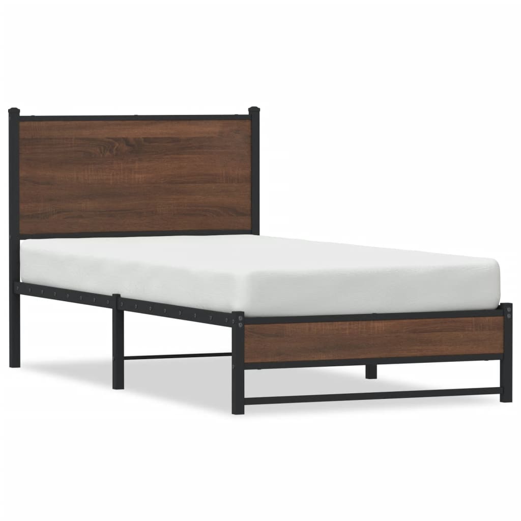 Cadre de lit en métal sans matelas chêne marron 90x200 cm - XIOS