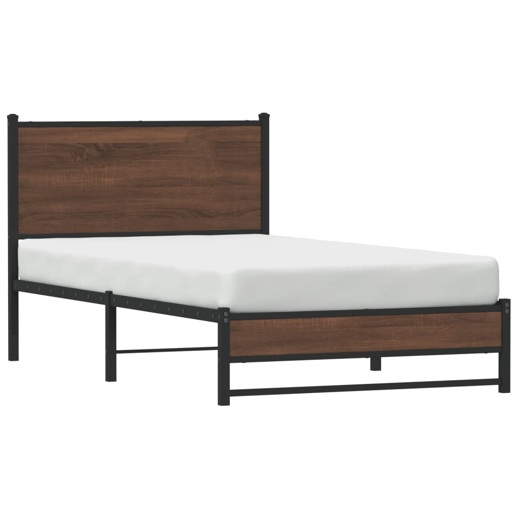 Cadre de lit en métal sans matelas chêne marron 100x190 cm - XIOS