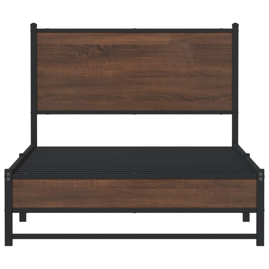 Cadre de lit en métal sans matelas chêne marron 100x190 cm - XIOS