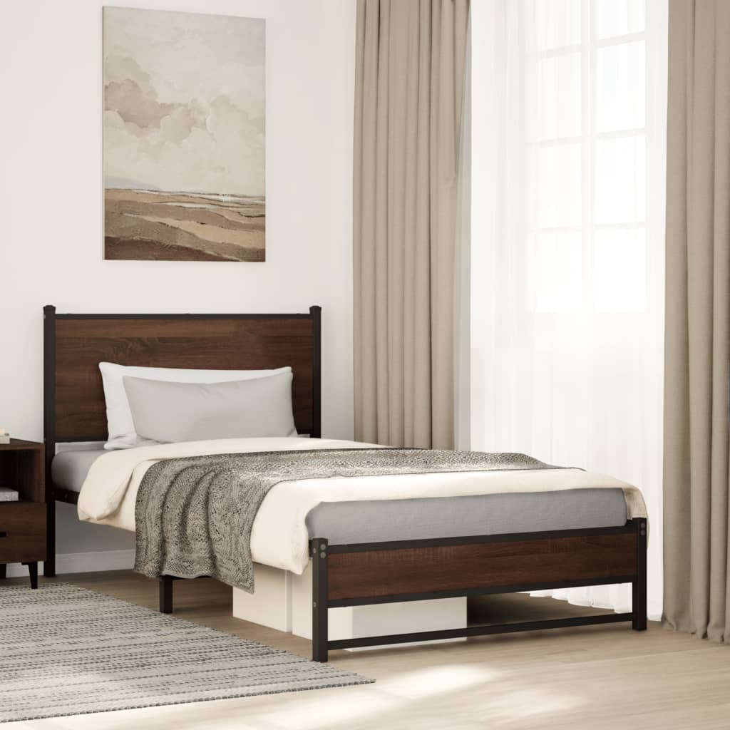 Cadre de lit en métal sans matelas chêne marron 100x200 cm - XIOS