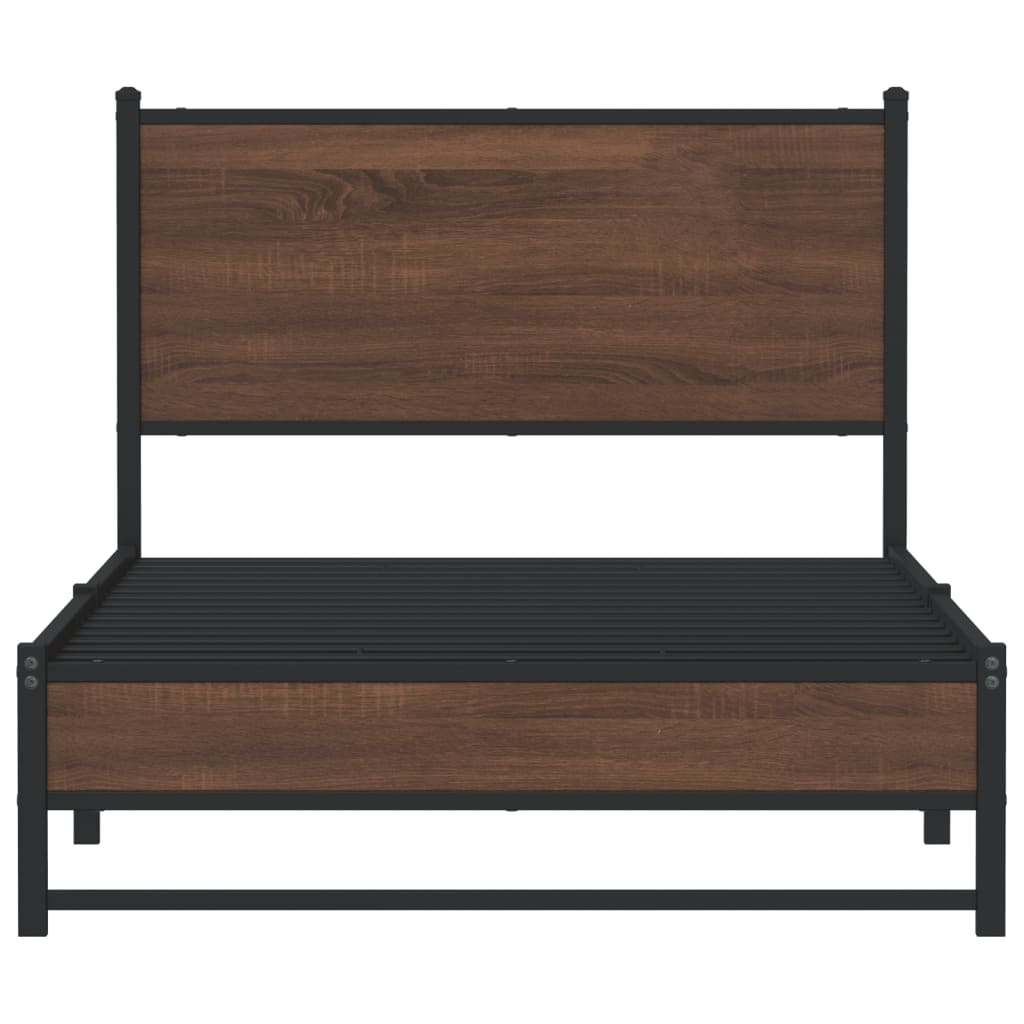 Cadre de lit en métal sans matelas chêne marron 107x203 cm - XIOS