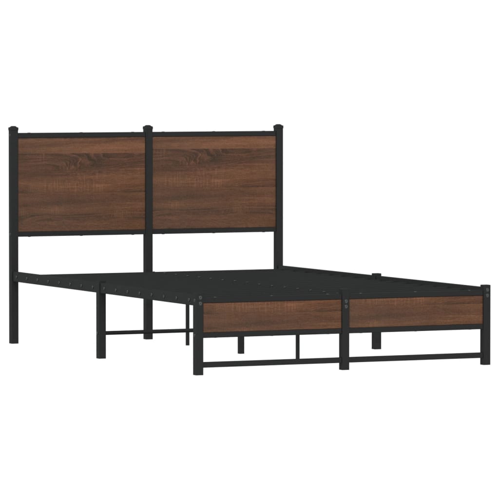 Cadre de lit en métal sans matelas chêne marron 120x190 cm - XIOS