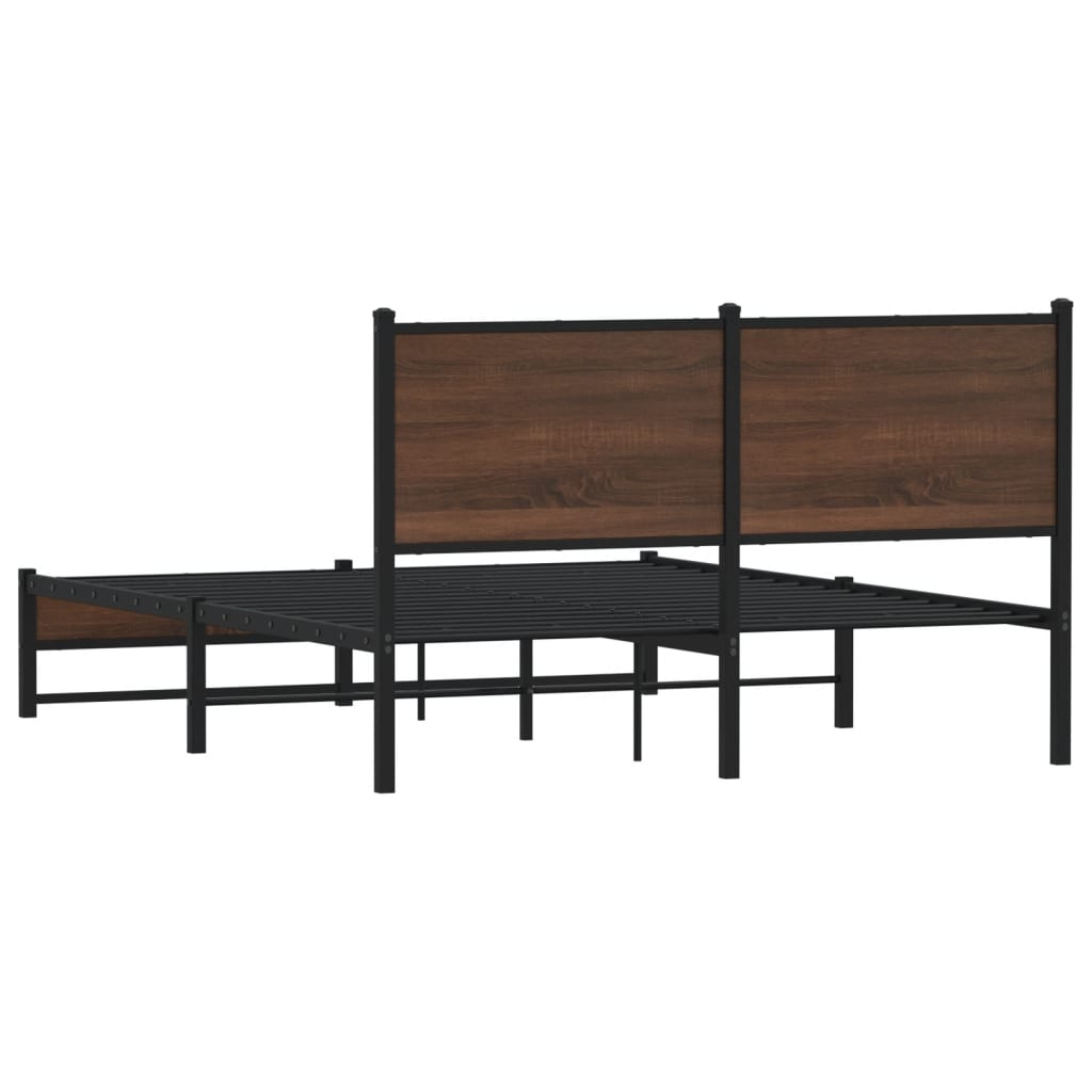 Cadre de lit en métal sans matelas chêne marron 150x200 cm - XIOS