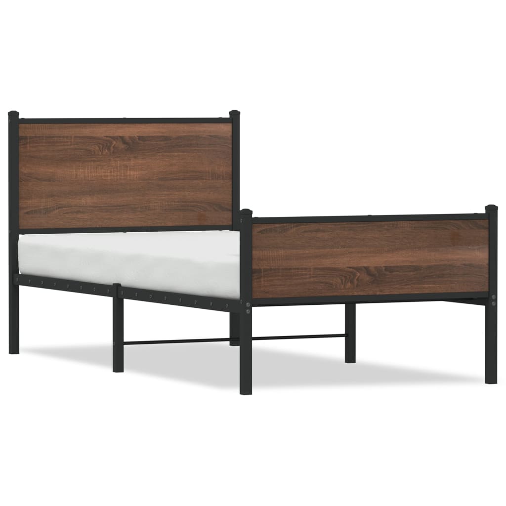 Cadre de lit en métal sans matelas chêne marron 80x200 cm - XIOS