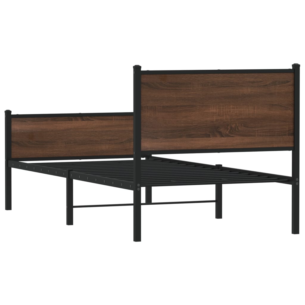 Cadre de lit en métal sans matelas chêne marron 80x200 cm - XIOS