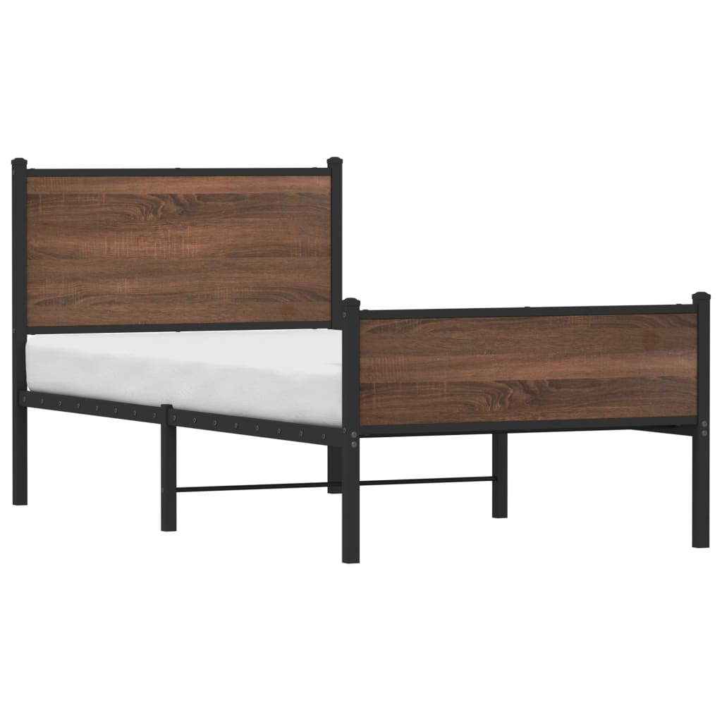 Cadre de lit en métal sans matelas chêne marron 90x190 cm - XIOS