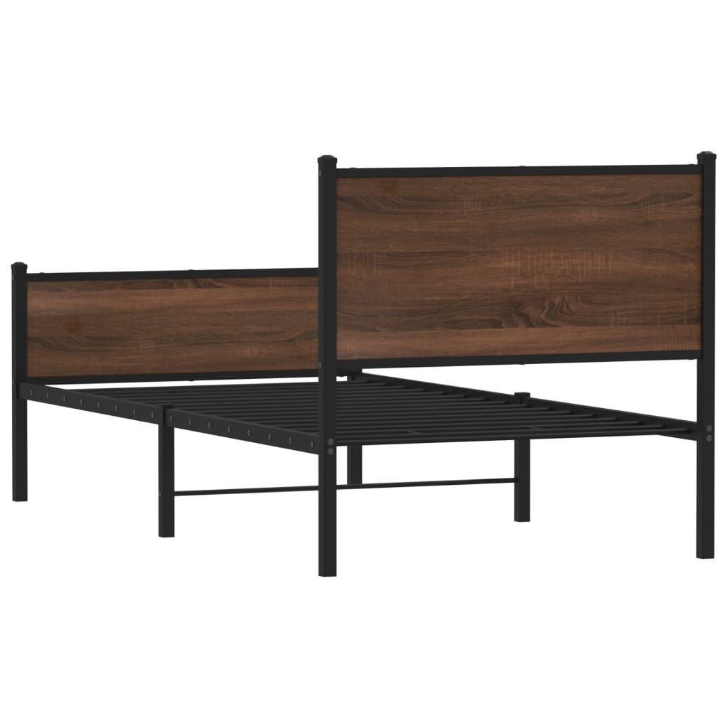 Cadre de lit en métal sans matelas chêne marron 90x190 cm - XIOS