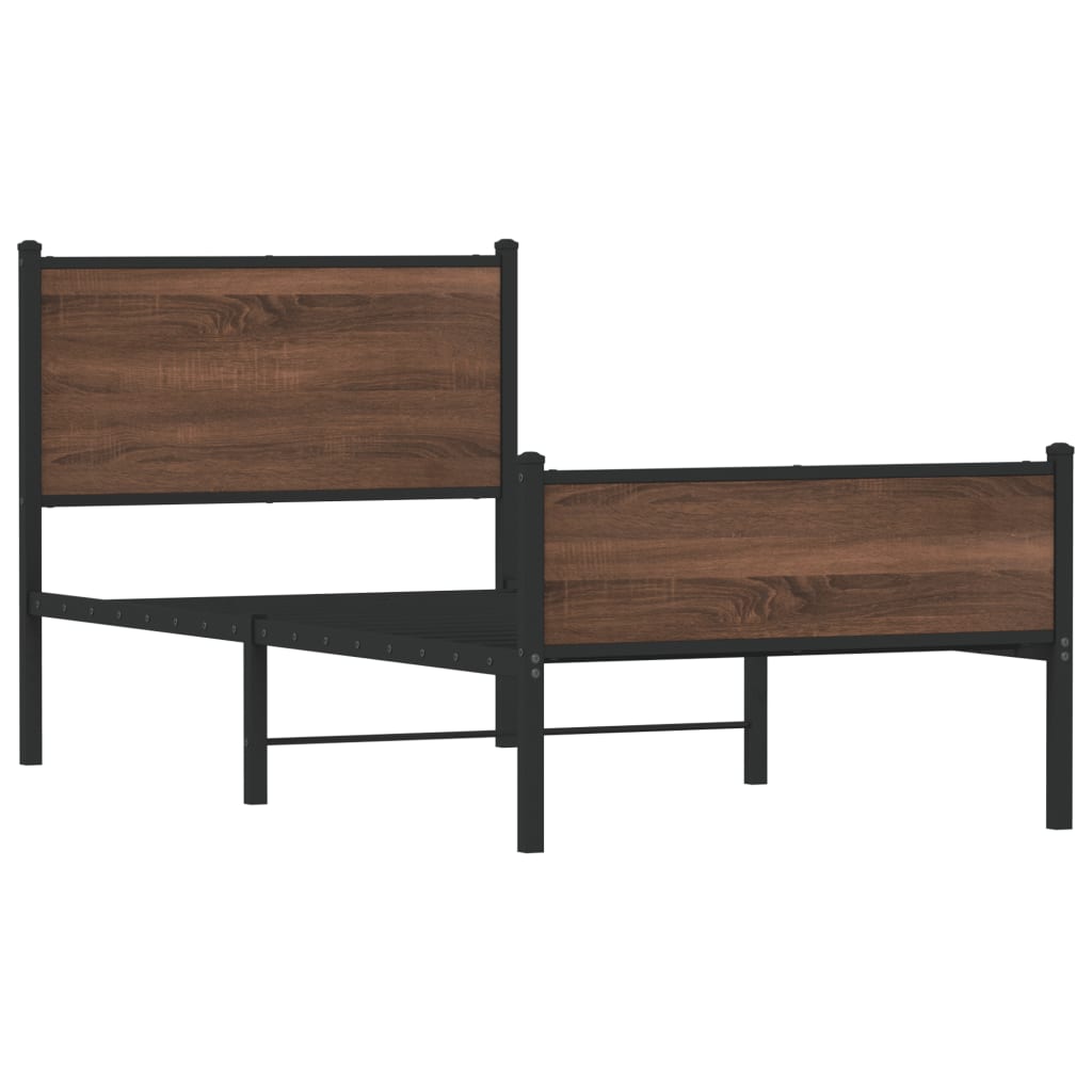 Cadre de lit en métal sans matelas chêne marron 90x200 cm - XIOS